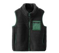 ANIMQUE Bebé Forro Polar Chaleco Espesar Muchachos Chicas Niños Sin Mangas Cuello Alto Cremallera Chaqueta Padre-Hijo Tapas Bloques de Color Bolsillos Abrigos, Gris Oscuro 120