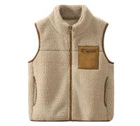 ANIMQUE Bebé Forro Polar Chaleco Espesar Muchachos Chicas Niños Sin Mangas Cuello Alto Cremallera Chaqueta Padre-Hijo Tapas Bloques de Color Bolsillos Abrigos, Caqui 130