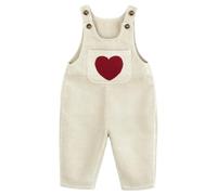 ANIMQUE Bebé Niño Pana Pantalones de Peto Monos Niños Niñas Sin Mangas Ajustables Tirantes Pantalones Básicos con Bordado de Corazón 0-3 Años, Beis 90