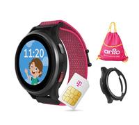 Anio 6 Relojes Inteligentes para niños, función GPS y teléfono, Fabricante alemán, protección de Datos y Soporte telefónico, batería de Larga duración, SOS, con Funda Protectora Negra y Bolsa de
