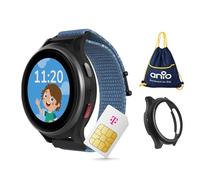 Anio 6 Relojes Inteligentes para niños, función GPS y teléfono, Fabricante alemán, protección de Datos y Soporte telefónico, batería de Larga duración, SOS, con Funda Protectora Negra y Bolsa de