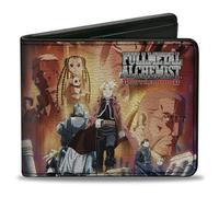 Aniplex - Cartera plegable, collage de personajes de la Hermandad Alquimista Fullmetal, cuero vegano, Varios colores, 4.0" x 3.5", Casual