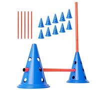 ANISKILLS®,Set de agilidad,10 conos azules de 30.5 cm de alto, 5 barras naranjas de 80 cm de largo,Entrenamiento flexible de coordinación,Juego de entrenamiento de perros y obstáculos,Agility Set