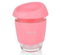 AniSqui Taza de café de Cristal Reutilizable (350ml, sin BPA, Tapa de Silicona)