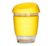 AniSqui Taza de café de Cristal Reutilizable (350ml, sin BPA, Tapa de Silicona)