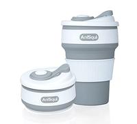 AniSqui Taza de café plegable de silicona con tapas (350ml, a prueba de fugas, sin BPA, reutilizable, taza de café, taza de café portátil