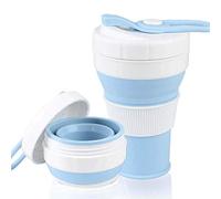 AniSqui Taza de café plegable de silicona con tapas (450ml, a prueba de fugas, sin BPA, reutilizable, taza de café, taza de café portátil