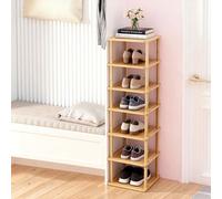 Aniston Zapatero de bambú de 7 niveles, zapatero vertical para espacios pequeños, organizador de zapatos alto y estrecho para garaje, armario, puerta, esquina, sala de estar, espacios pequeños