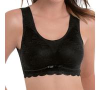 Anita - Essential Lace Bralette Mujer con cierre de clip y copas extraíbles - Elegante sujetador sin aros cómodo - Sujetador suave aterciopelado con encaje y cinta de seda en diferentes tamaños, Negro