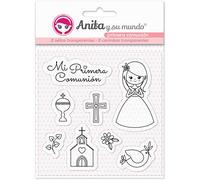 Anita y Su Mundo Primera Comunión Niña Sellos, Silicona, Rosa, 16,7x12cm, 8
