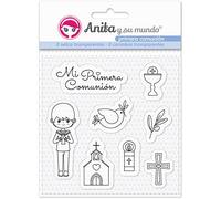 Anita y Su Mundo Primera Comunión Niño Sellos, Azul, 16,7x12cm, 8