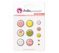 Anita y Su Mundo 37050135 Colección de Chicas Brads Scrapbooking Multicolor, 20, 12 y 6.5 mm, Paquete de 11