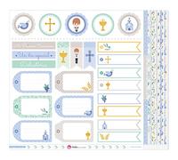 Anita y Su Mundo Pack 13 Papeles Scrapbooking Colección Primera Comunión 12X12 Pulgadas, Azul