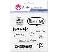 Anita y su mundo - Pack de 10 Sellos de Silicona para Scrapbooking, Español, Colección Momentos