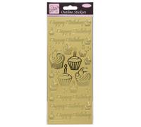 Anita's Pegatinas de Contorno, Magdalenas de cumpleaños, Doradas, para álbumes de Recortes, Tarjetas, Juegos Infantiles, tareas, Arte, Manualidades, Decoraciones, Papel, Tarjeta, Vidrio, Metal,