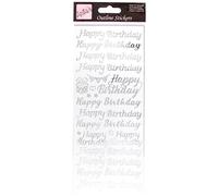 Anita's - Pegatinas para felicitar cumpleaños, color plateado sobre blanco, 29,22 x 10,55 x 0,1 cm, ANT 810254
