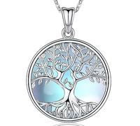 Aniu Collar Árbol de la Vida Plata de Ley 925, Colgante Árbol de la Vida, Collar Árbol de la Vida Piedra de Luna, Regalo Joyería Árbol de la Vida para Mujer