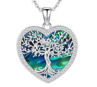 Aniu Collar Árbol de la Vida Plata de Ley 925, Colgante Árbol de la Vida, Collar Corazón Árbol de la Vida con Concha de Abulón, Regalo Joyería Árbol de la Vida para Mujer