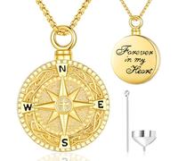 Aniu Collar Brújula de Plata de Ley 925 Colgante Cenizas, Collar de Urna Brújula Colgante de Cremación Joyería para Mujer Hombre