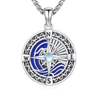 Aniu Collar de Brújula Hombre Colgante de Brújula Plata de Ley 925 Collar Brújula Mujeres Colgante de Plata Brújula Graduación Regalo Joyería Brújula para Hombre Mujer