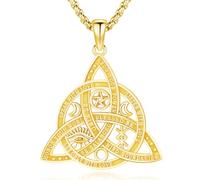 Aniu Collar de Nudo Celta Hombre de Plata de Ley 925 Colgante Triquetra, Nudo de Bruja Colgante Oro Pagan Wiccan Amuleto Joyería para Mujer Hombres