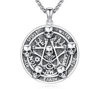 Aniu Collar de Pentáculo de Pentagramade Plata de Ley 925 para Hombre Mujer Colgante Pentagramade con Cráneo Pagana Wiccan joyería Regalos