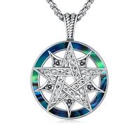 Aniu Collar de Pentagrama Plata de ley 925 Colgante de Pentagrama para Hombre Mujer Collar de Pentáculos Amuleto Wiccano Regalos de Joyería de Pentagramas para Hombres y Mujeres