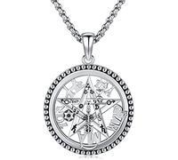 Aniu Collar de Pentagrama Plata de ley 925, Colgante Tetragramaton para Hombre Mujer, Collar Pentáculos con Tetragramaton, Amuleto Wiccano Regalos de Joyería de Pentagramas para Hombres y Mujeres