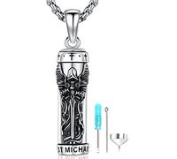 Aniu Collar De Urna para Cenizas para Hombre Mujer, Colgantes para Cenizas Plata de ley 925, Colgante Relicario Cenizas San Miguel, Collar de Cenizas Humanas Perro Gato, Colgantes Urna para Cenizas