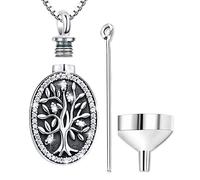 Aniu Collar De Urna para Cenizas para Mujer, Colgantes para Cenizas Plata de ley 925, Colgante Relicario Cenizas Árbol de La Vida, Collar de Cenizas Humanas Perro Gato, Colgantes Urna para Cenizas