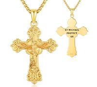 Aniu Collar Hombre San Miguel Plata 925 Medalla de San Miguel Arcángel Oro Cruz Colgante Arcángel Oro Amuleto Joyería Religiosa para Hombres