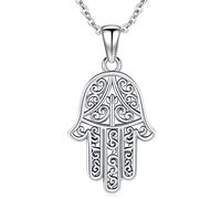 Aniu Collar Mano de Fatima para Mujer, Colgante Mano de Fátima Plata de Ley 925, Collar Mano Hamsa, Mano de Fatima Joyería Regalos para para Mujeres Niñas Mamá