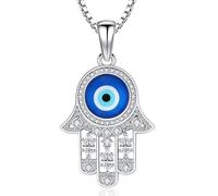 Aniu Collar Mano de Fátima Plata 925 para Mujer Colgante Mano de Fátima y Ojo Azul Joyería Mano de Fátima para Mujeres Niñas