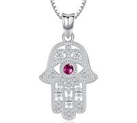 Aniu Collar Mano de Fátima Plata de Ley 925 Colgante Mano de Fátima para Mujer Collar Mano Hamsa y Ojo Rosa Mano de Fatima Joyería Regalos para Mujeres Niñas