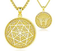 Aniu Collar Medalla de Los 7 Arcángeles Oro, Plata 925 Colgante de Siete Arcángeles Collar Salomon Amuletos de Proteccion Joyería Religiosa para Hombres Mujeres