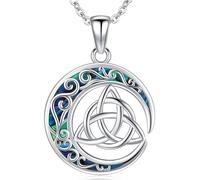 Aniu Collar Nudo Celta para Mujer, Colgante de Nudo Celta Plata de Ley 925, Luna Colgante Collar Hipoalergénicos, Nudo Celta Joyería Regalos para Mujeres Niñas
