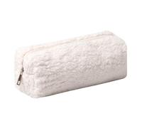 Aniute Estuche de felpa para niñas, bonito estuche esponjoso para lápices, soporte para lápices de arcoíris, bolsa de maquillaje, bolsa de almacenamiento, suministros escolares para niños (blanco puro
