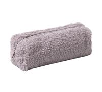 Aniute Estuche de felpa para niñas, bonito estuche esponjoso para lápices, soporte para lápices de arcoíris, bolsa de maquillaje, bolsa de almacenamiento, suministros escolares para niños (gris puro)