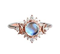 Aniversario Boda Mi Luna Vida Joyas Oro Anillos Celestiales Y Damas Anillos Luna Compromiso Estrellas Regalos En Anillos de Diamante Anillos de Compromiso Estera Deportiva Lucha, 8, Metal, Sin piedras