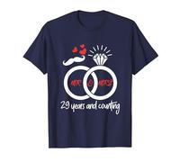 Aniversario De Boda 29 Años Esposo Esposa Amor Matrimonio Camiseta, Hombre, Azul Marino, XXL