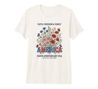 Aniversario de Estados Unidos Floral Patriótico 1776-2026 Camiseta Premium