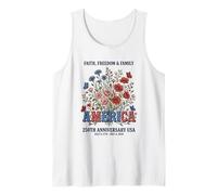 Aniversario de Estados Unidos Floral Patriótico 1776-2026 Camiseta sin Mangas