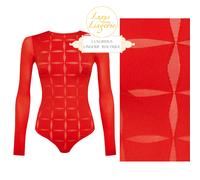 Aniversario Tanga Cuerpo By Wolford M Cherry Rojo Larga Transparente Diseño