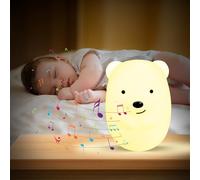 Anivet Luz nocturna infantil con maquina RUIDO BLANCO BEBE | Luz Quitamiedos infantil Música Relajante | Lampara Roja nocturna Melatonina y Musica para Dormir | White noise machine