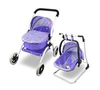Anivia Cochecito de Muñecas, 8 En 1Cochecito de Muñecas, Cochecito de Muñecas, Cochecito y Cochecito de Juguete, Regalo para NiñOs, Muñecas Adecuadas de hasta 14 Inch - Púrpura