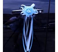 Aniyan 12 Stück Autoschleifen Hochzeit, Autoschmuck Hochzeit mit Perle, 14 x 30 cm Künstliche Rose für Türgriff Rückspiegel, Hochzeitsdeko Auto für Brautwagen(Blau)