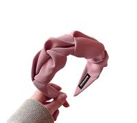 Aniyan 2 diademas vintage anchas con pliegues para el pelo para mujer, cinta elástica para el pelo de tela para mujeres y niñas, cómoda y elegante como diadema - rosa