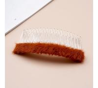 Aniyan 2 peines de peluche de 10 x 5 cm - Peines laterales franceses de 18 dientes hechos a mano para mujeres y niñas, tocado para el pelo de otoño e invierno (marrón)