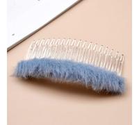 Aniyan 4 peines de peluche de 10 x 5 cm - Peines laterales franceses de 18 dientes hechos a mano para mujeres y niñas, accesorios para el pelo para otoño e invierno (azul)