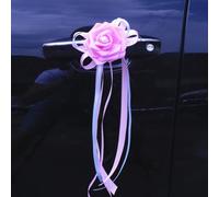 Aniyan 6 Stück Autoschleifen Hochzeit, Autoschmuck Hochzeit mit Perle, 14 x 30 cm Künstliche Rose für Türgriff Rückspiegel, Hochzeitsdeko Auto für Brautwagen(Rosa Blau)